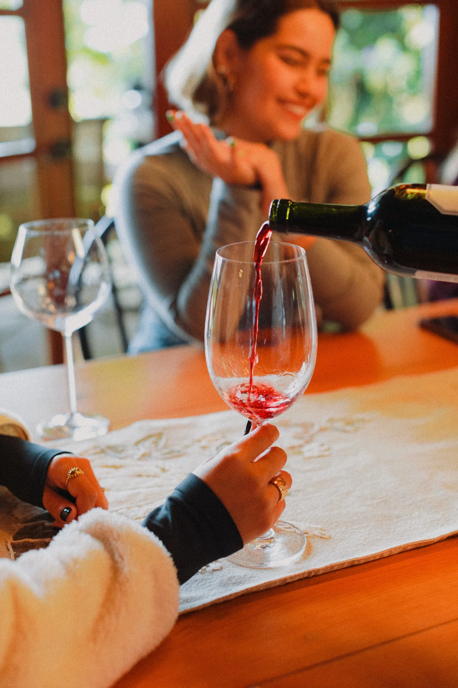 A wine tasting at the dining table