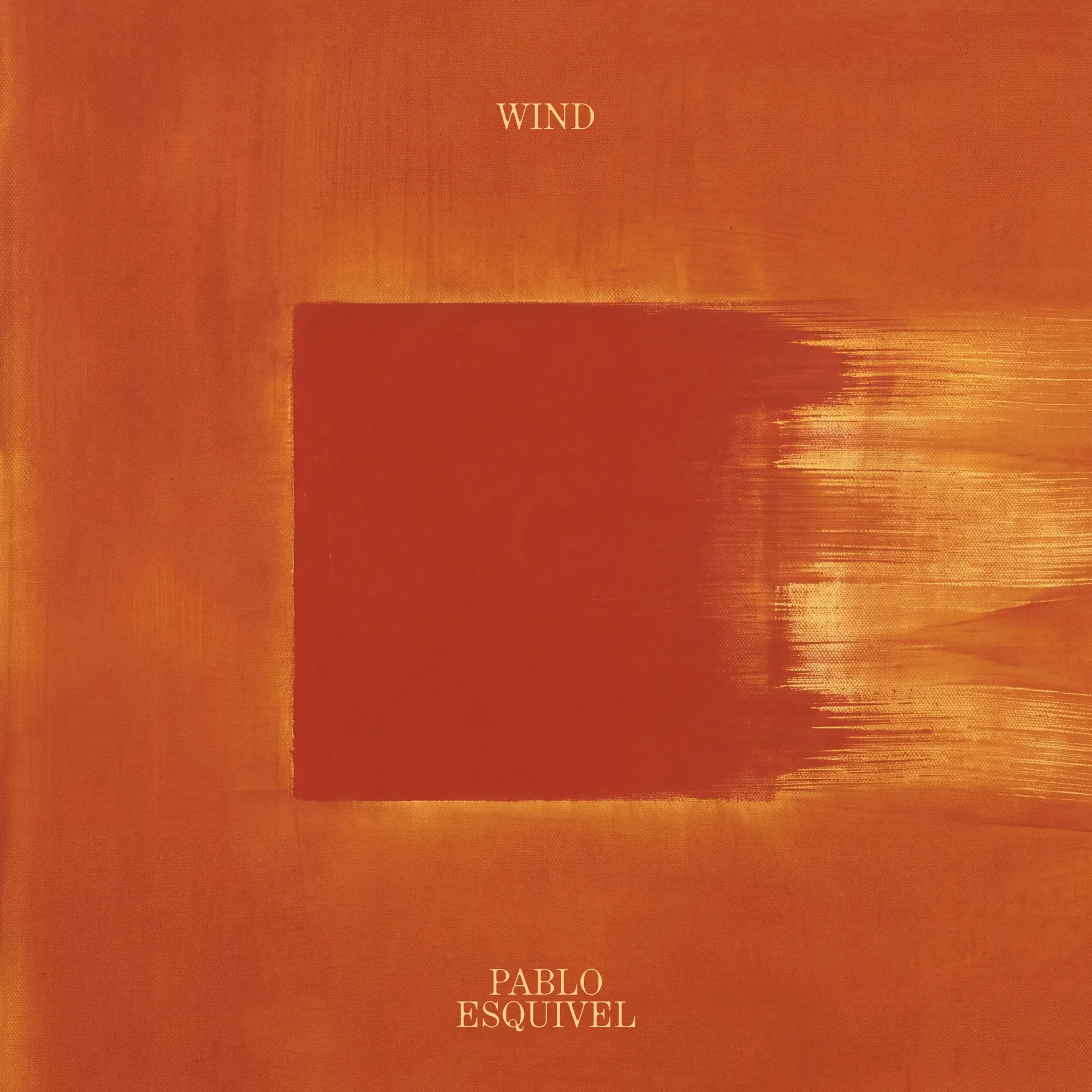 Portada de «Wind»: un cuadrado rojo sobre fondo naranja