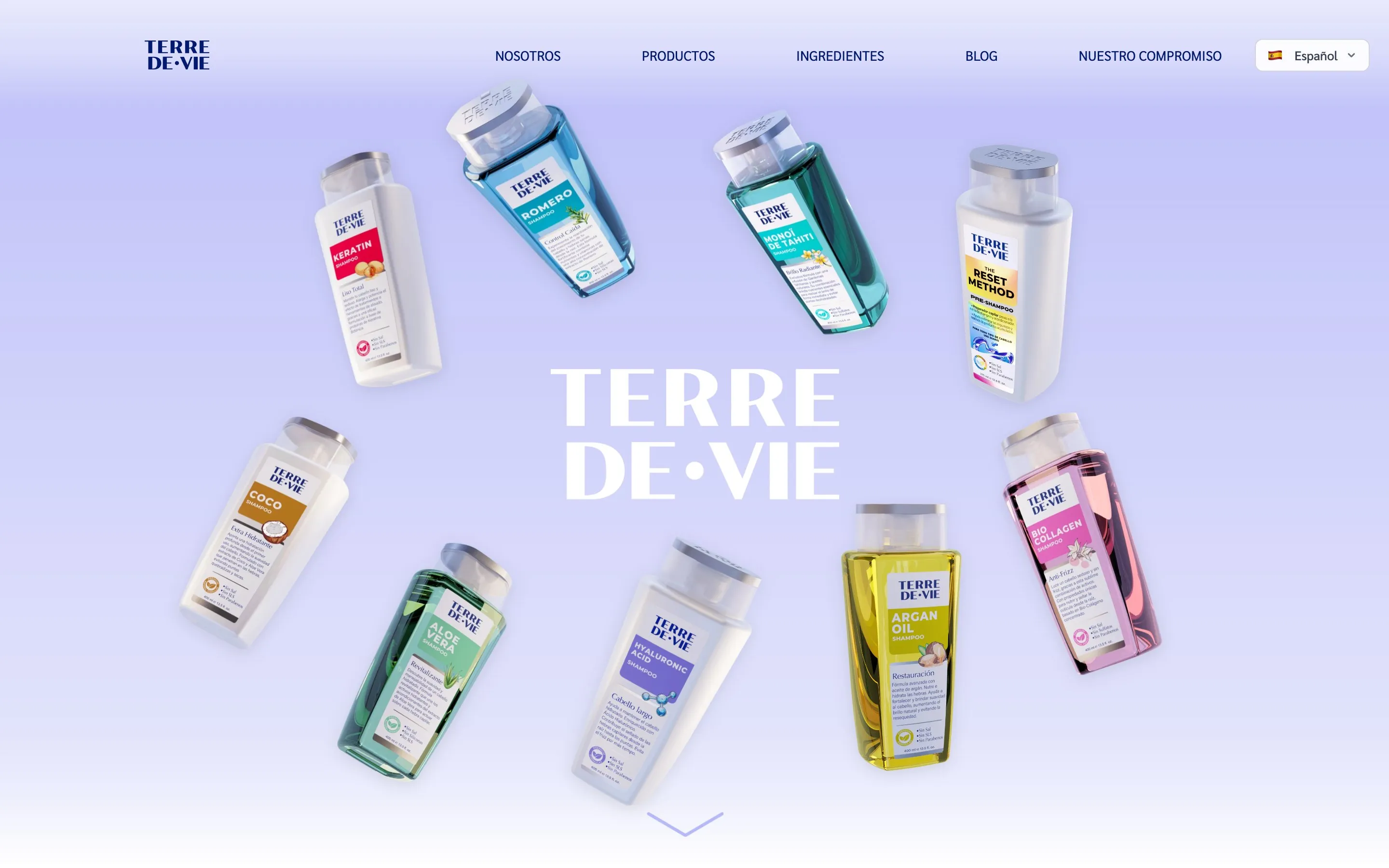 The terredevie.co home page on a desktop screen